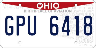 OH license plate GPU6418