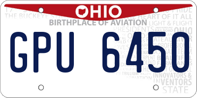 OH license plate GPU6450