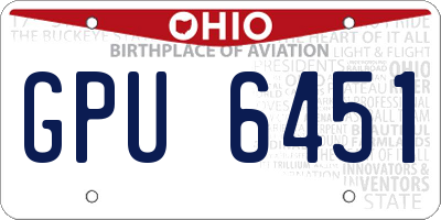 OH license plate GPU6451