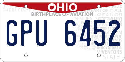 OH license plate GPU6452
