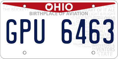 OH license plate GPU6463