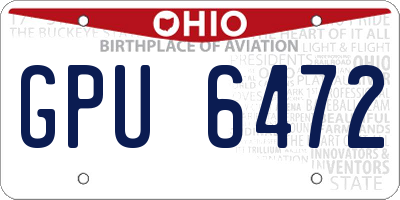 OH license plate GPU6472