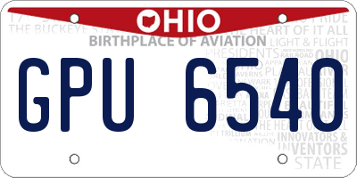 OH license plate GPU6540