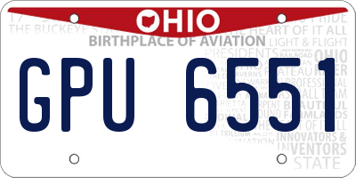 OH license plate GPU6551
