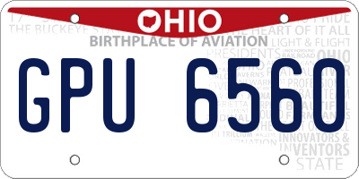 OH license plate GPU6560