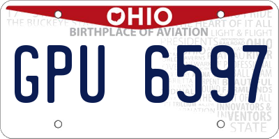 OH license plate GPU6597