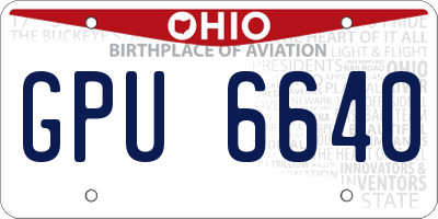 OH license plate GPU6640