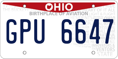 OH license plate GPU6647
