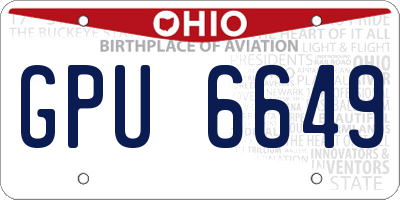 OH license plate GPU6649