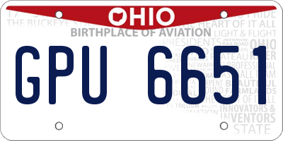 OH license plate GPU6651