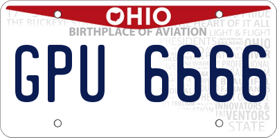 OH license plate GPU6666