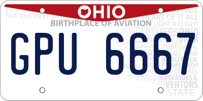 OH license plate GPU6667