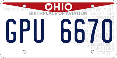 OH license plate GPU6670