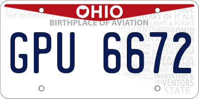 OH license plate GPU6672