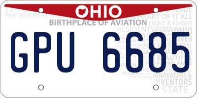 OH license plate GPU6685