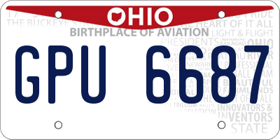 OH license plate GPU6687