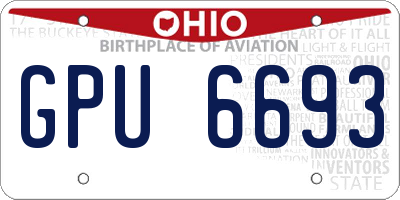 OH license plate GPU6693