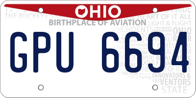 OH license plate GPU6694