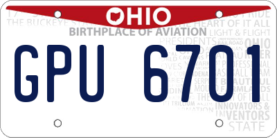 OH license plate GPU6701