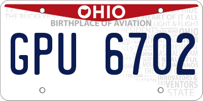 OH license plate GPU6702