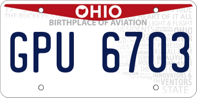 OH license plate GPU6703