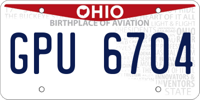 OH license plate GPU6704