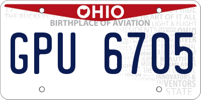 OH license plate GPU6705