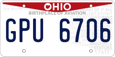 OH license plate GPU6706
