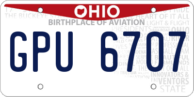 OH license plate GPU6707