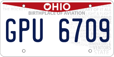 OH license plate GPU6709