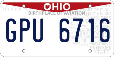 OH license plate GPU6716