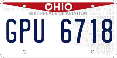 OH license plate GPU6718