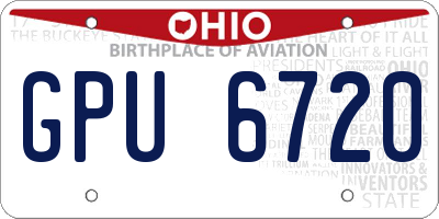 OH license plate GPU6720