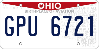 OH license plate GPU6721