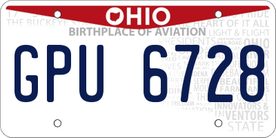 OH license plate GPU6728