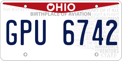 OH license plate GPU6742