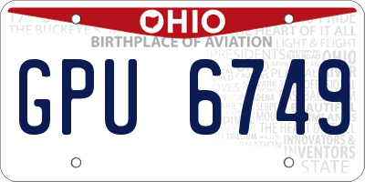 OH license plate GPU6749