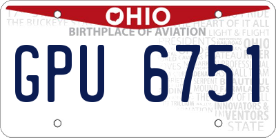 OH license plate GPU6751
