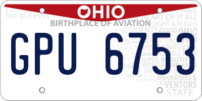 OH license plate GPU6753