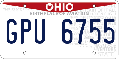OH license plate GPU6755