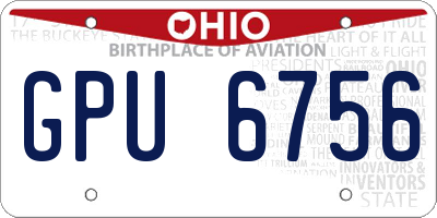 OH license plate GPU6756
