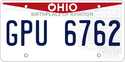 OH license plate GPU6762