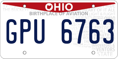 OH license plate GPU6763