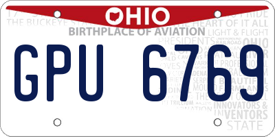 OH license plate GPU6769