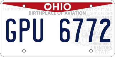 OH license plate GPU6772