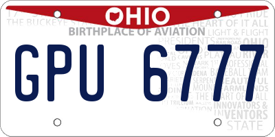 OH license plate GPU6777