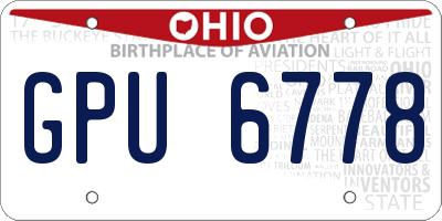 OH license plate GPU6778