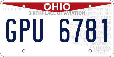 OH license plate GPU6781