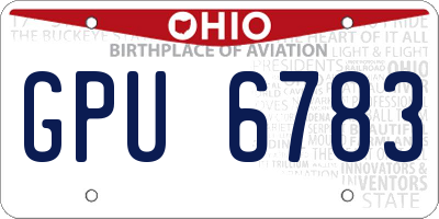 OH license plate GPU6783