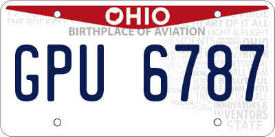 OH license plate GPU6787